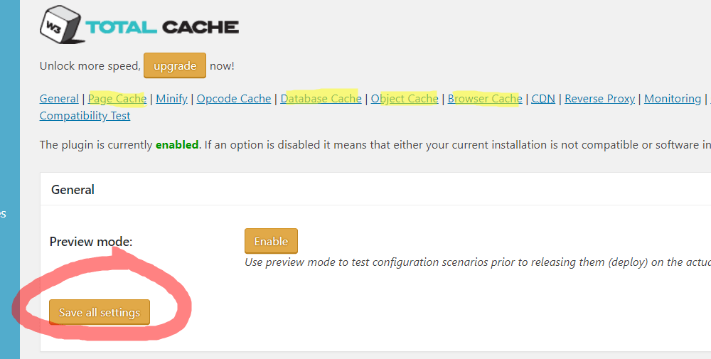 enable cache