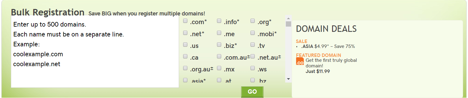 godaddy bulk domain registration