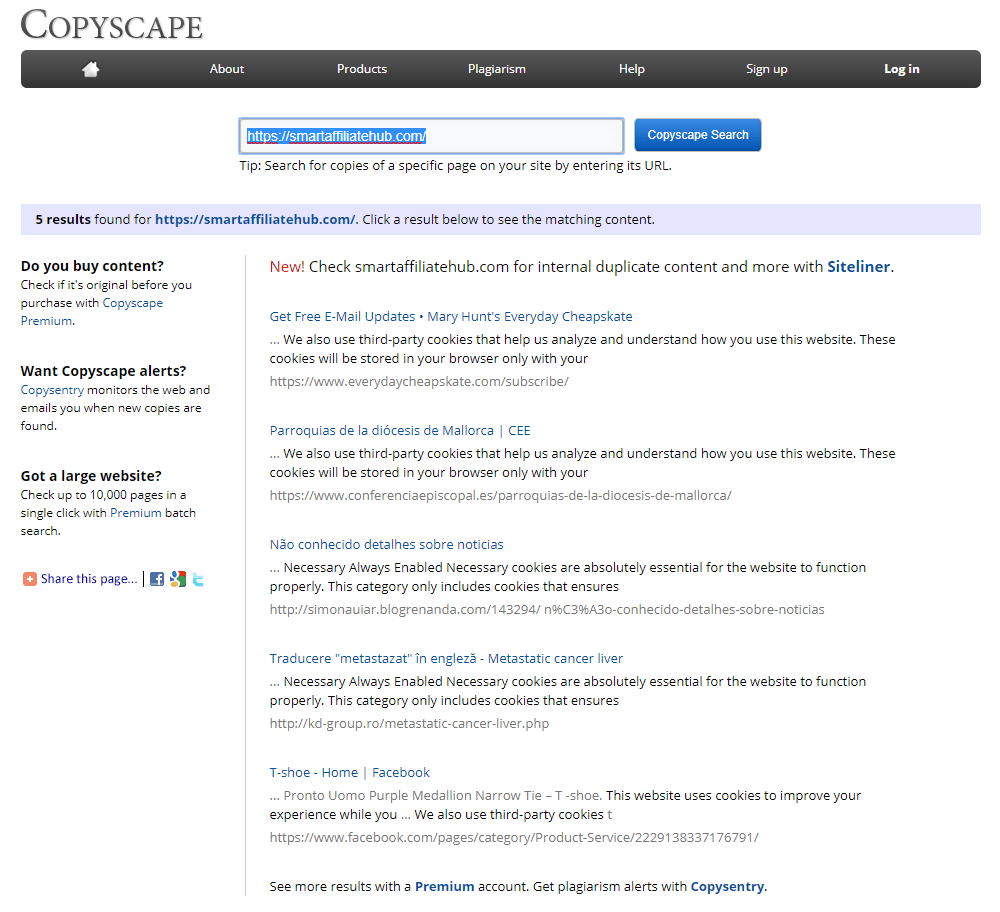 copyscape duplicate content search