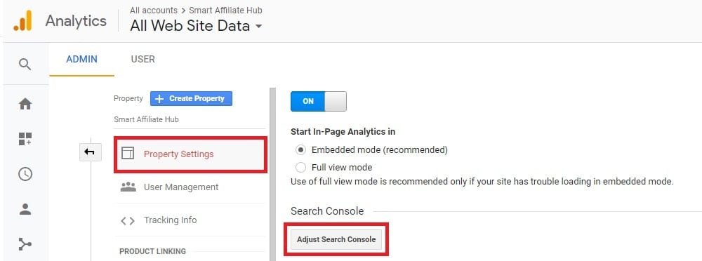 google analytics admin