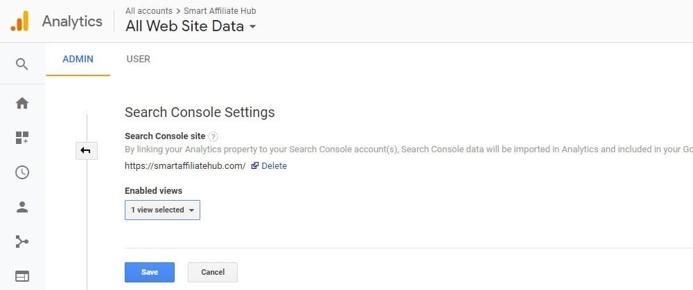 google analytics search console settings