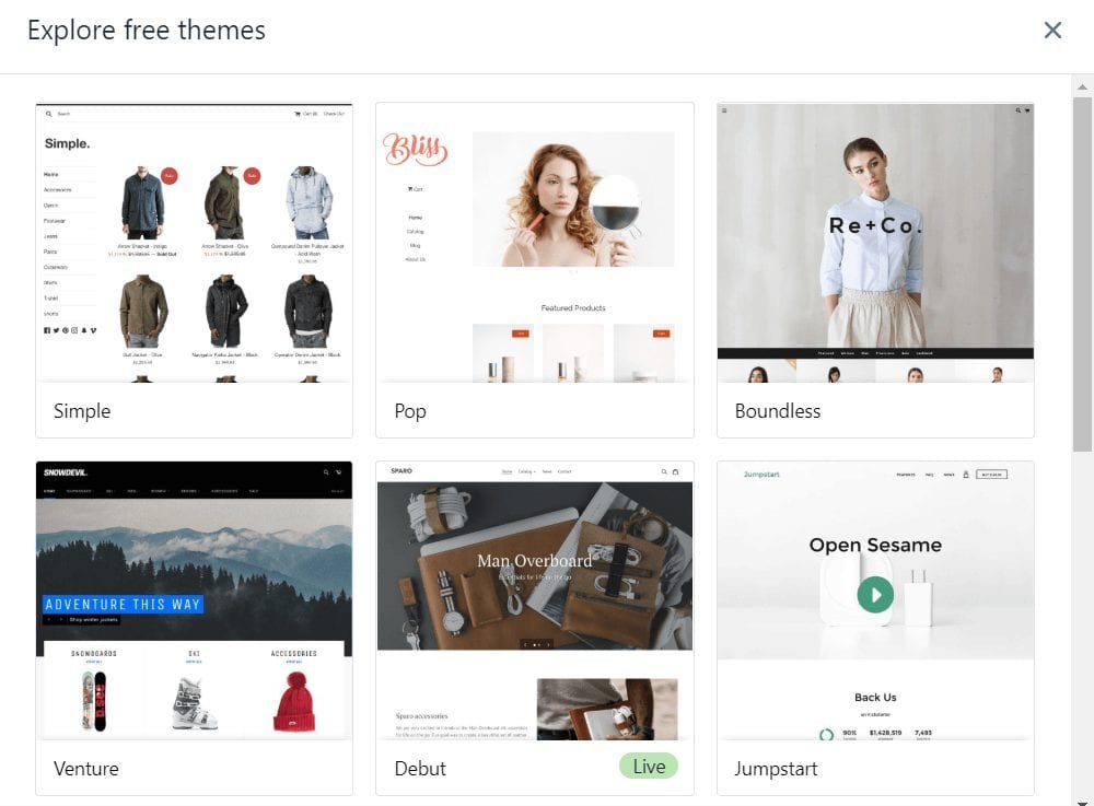 Shopify free themes