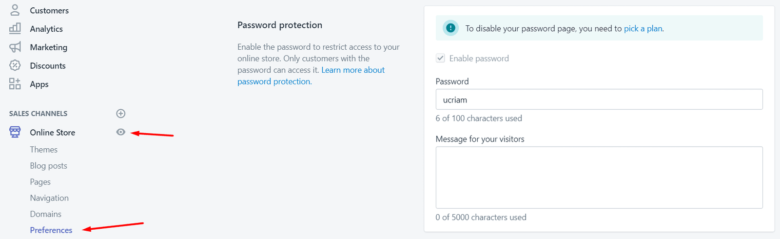 shopify password protection