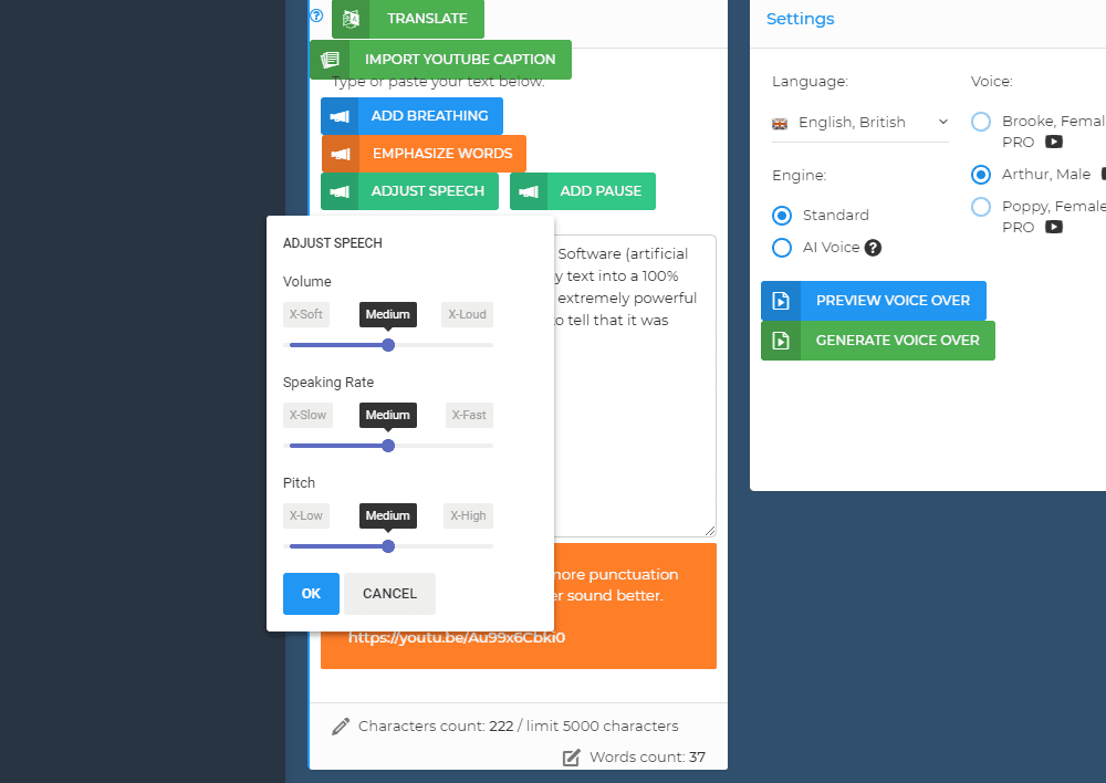 speechelo speech adjustment