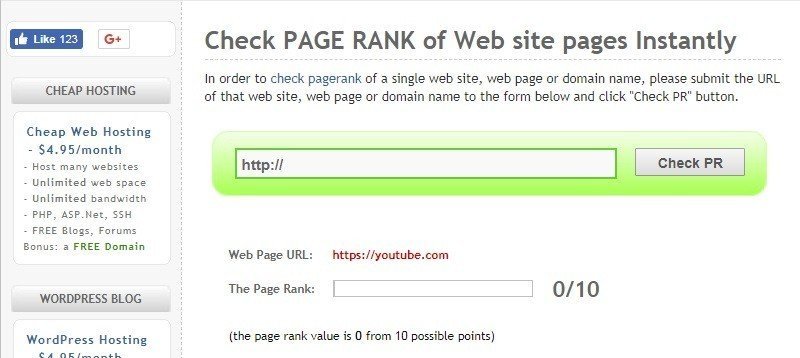 youtube page rank is 0